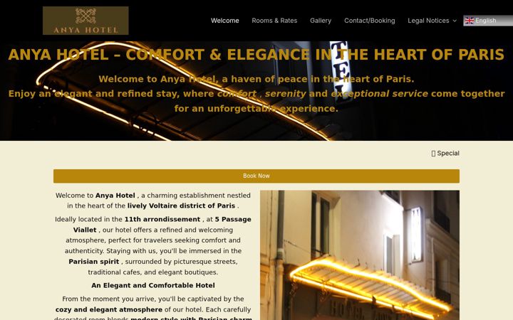 Screenshot of hotel-anya-paris.com