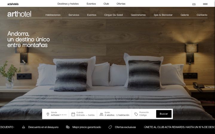 Screenshot of hotel-arthotelandorra.com