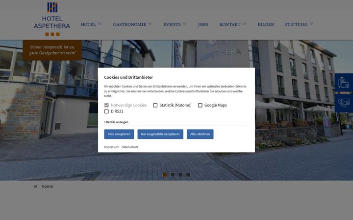 Screenshot of hotel-aspethera.de