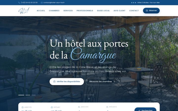 Screenshot of hotel-azur-fos.fr