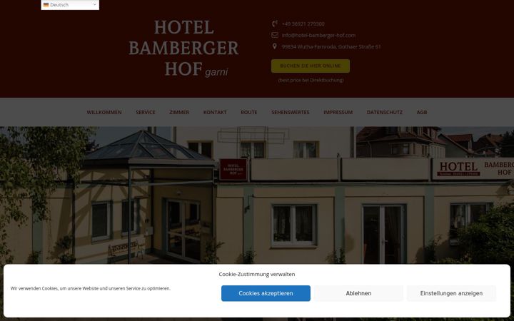 Screenshot of hotel-bamberger-hof.de