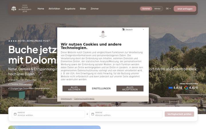 Screenshot of hotel-bemelmans.com
