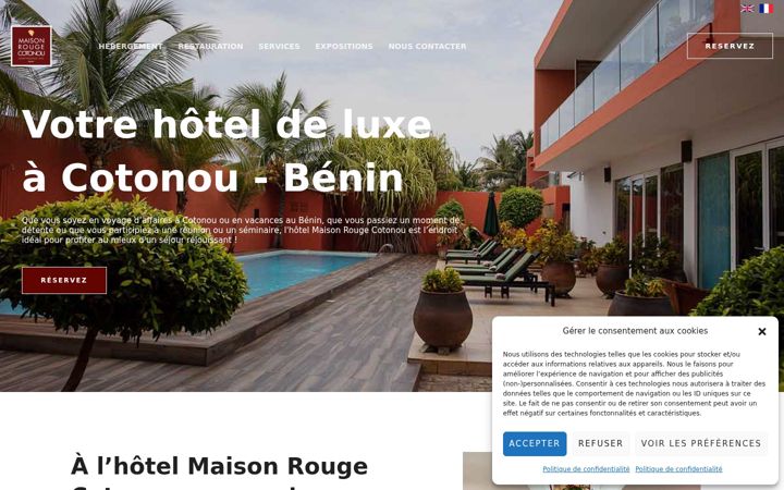Screenshot of hotel-benin-maison-rouge-cotonou.com