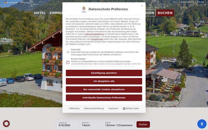 Screenshot of hotel-bergheimat.de