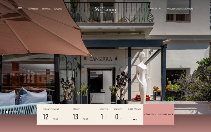 Screenshot of hotel-cannes-canberra.com
