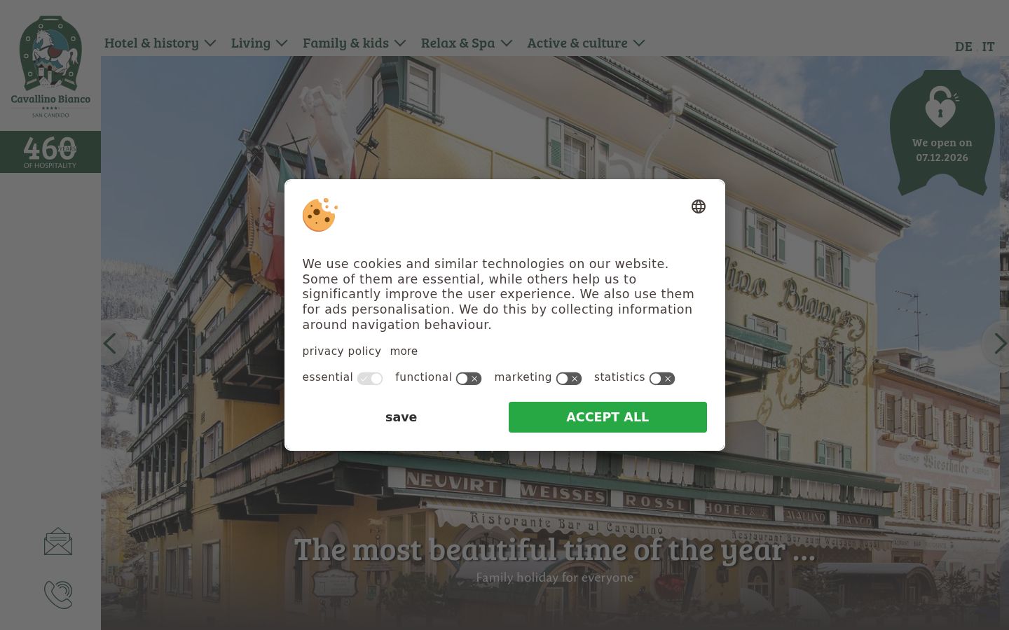 Screenshot des Einwilligungsbanners vor jeglicher Interaktion