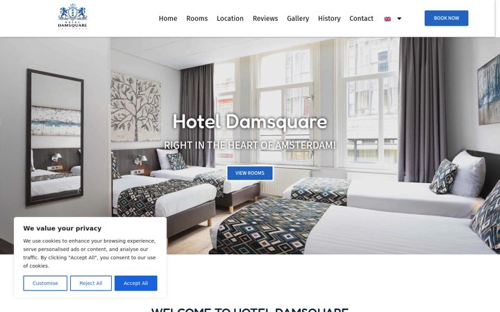 Screenshot of hotel-damsquare.com