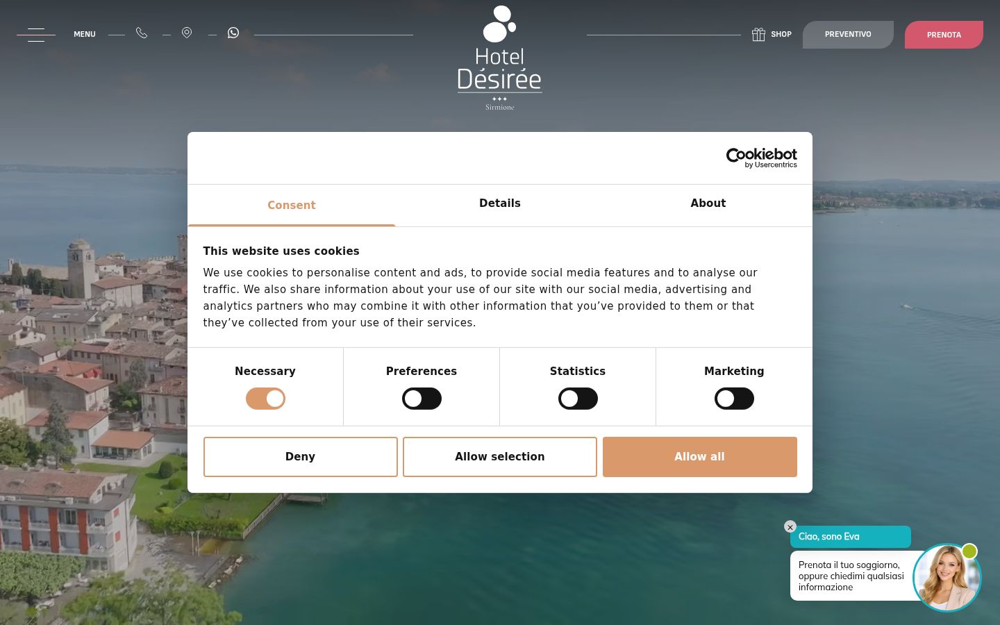 Screenshot of the consent banner shown before any interaction