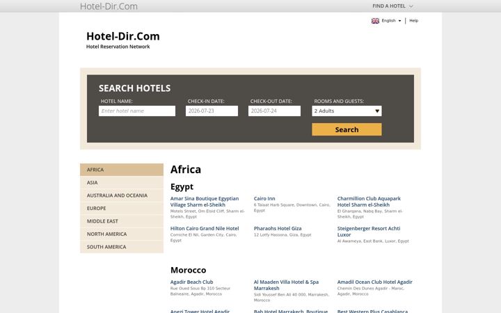 Skærmbillede af hotel-dir.com