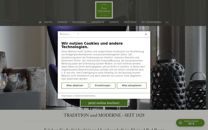 Screenshot of hotel-doerenberg.de