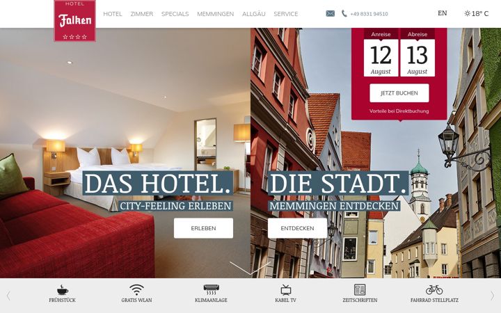 Screenshot of hotel-falken-memmingen.de