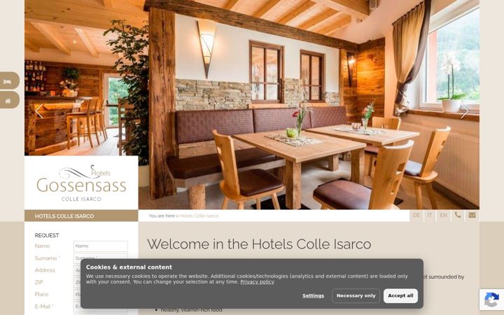 Screenshot of hotel-gossensass.com