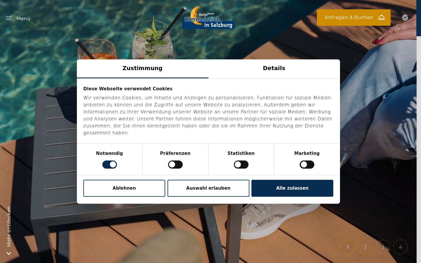 Screenshot del banner di consenso mostrato prima di qualsiasi interazione