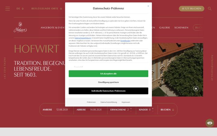 Screenshot of hotel-hofwirt.at