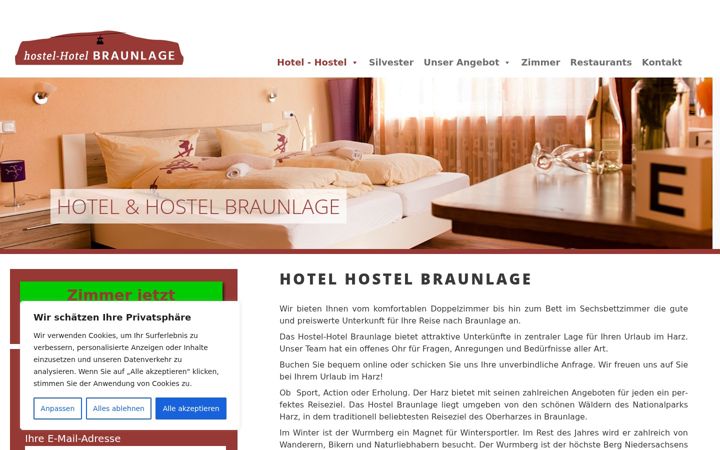 Screenshot of hotel-hostel-braunlage.de