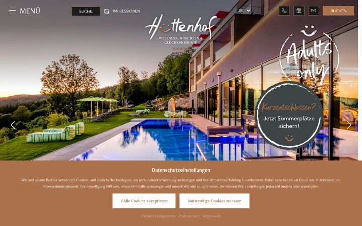 Screenshot of hotel-huettenhof.de