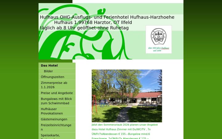 Screenshot of hotel-hufhaus.de