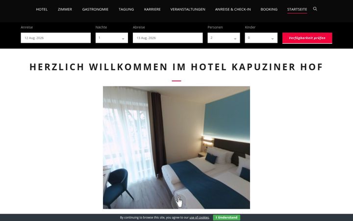 Screenshot of hotel-kapuzinerhof.de