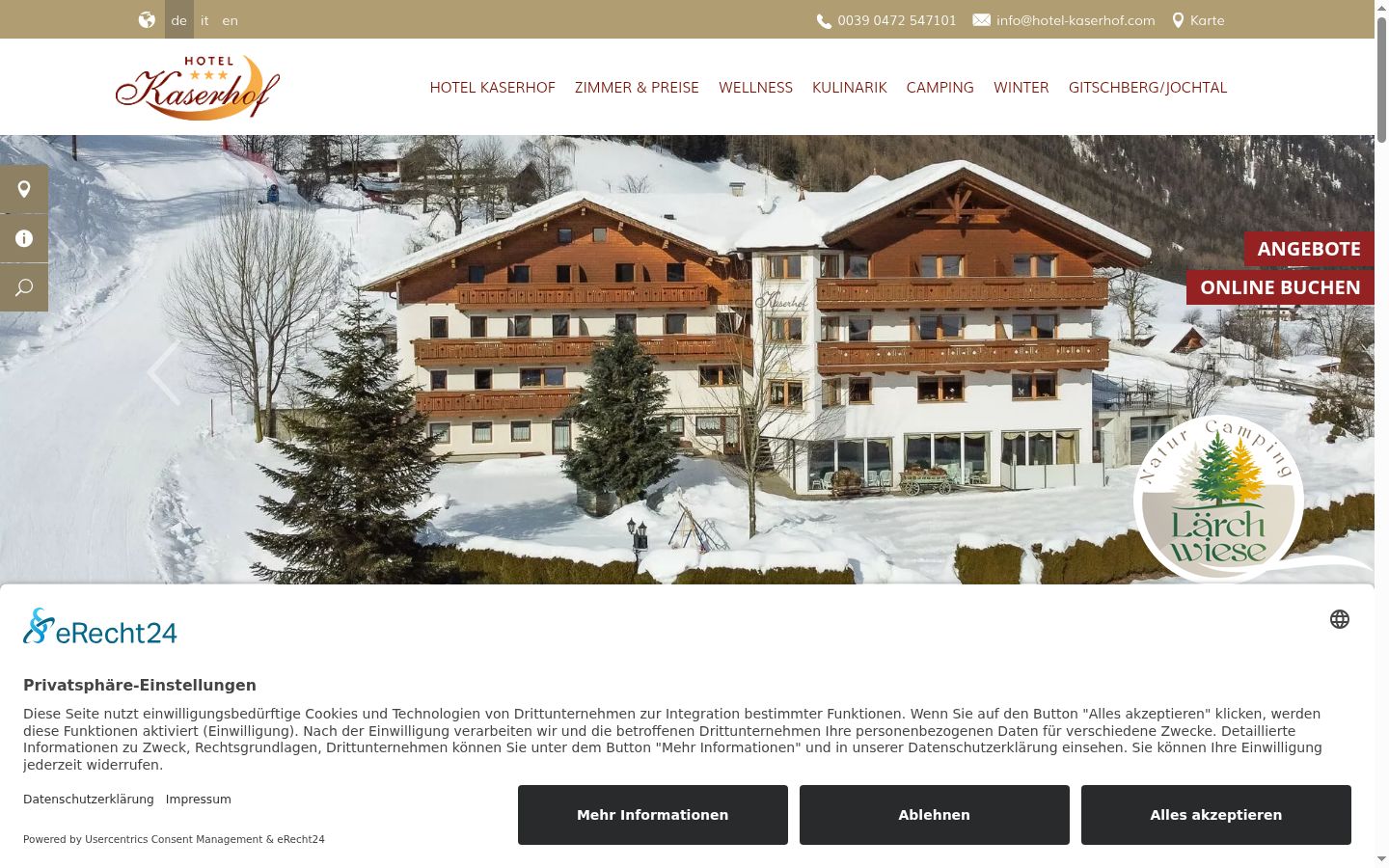Screenshot des Einwilligungsbanners vor jeglicher Interaktion