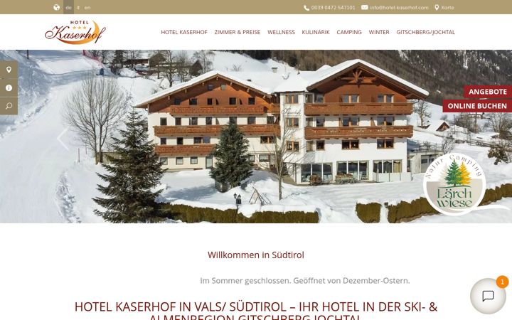 Screenshot of hotel-kaserhof.com
