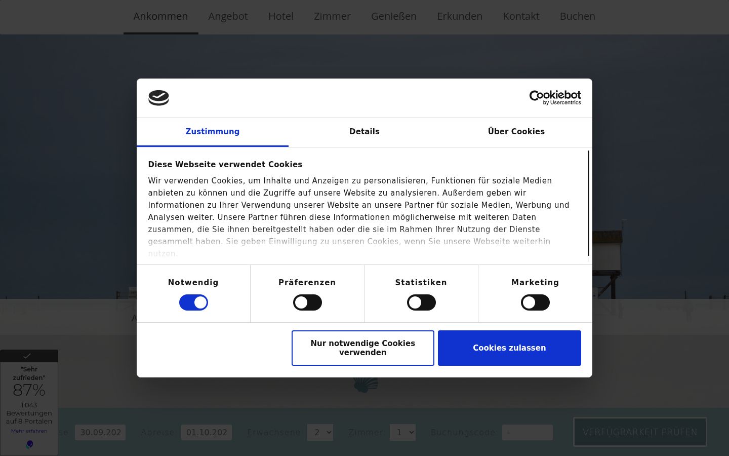 Snímka obrazovky banera súhlasu zobrazeného pred akoukoľvek interakciou