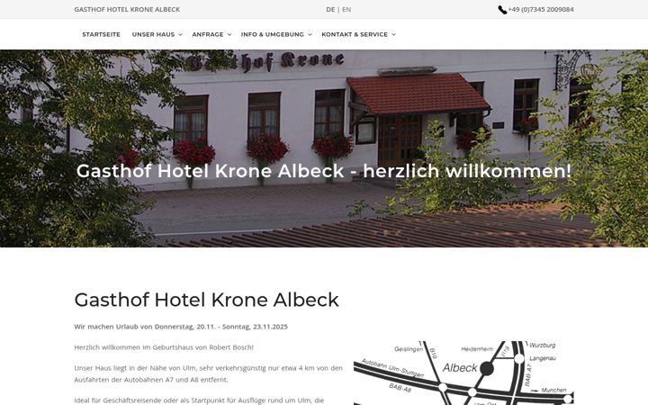 Screenshot of hotel-krone-albeck.de