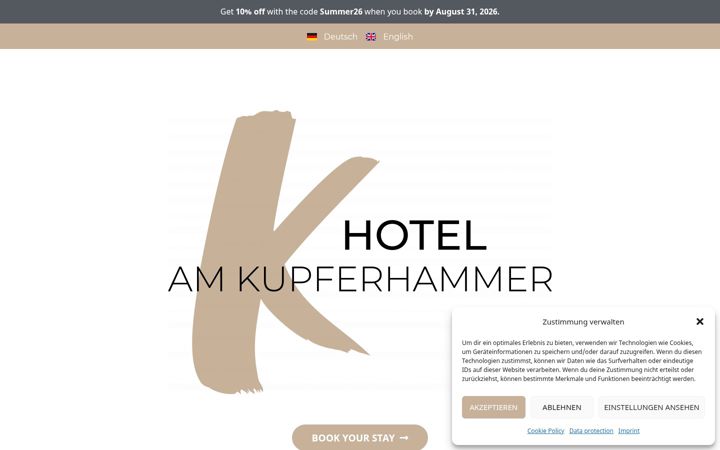 Screenshot of hotel-kupferhammer.com