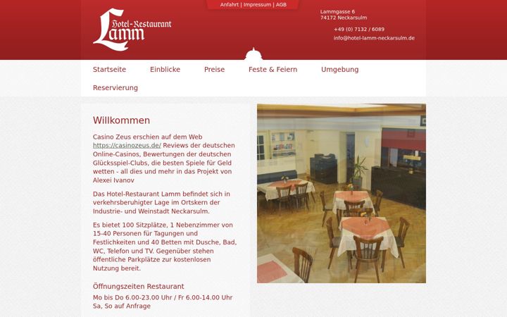 Screenshot of hotel-lamm-neckarsulm.de