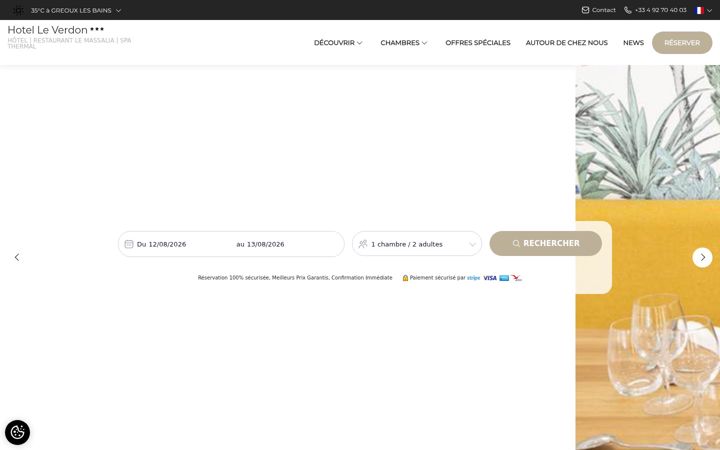 Screenshot of hotel-le-verdon.fr