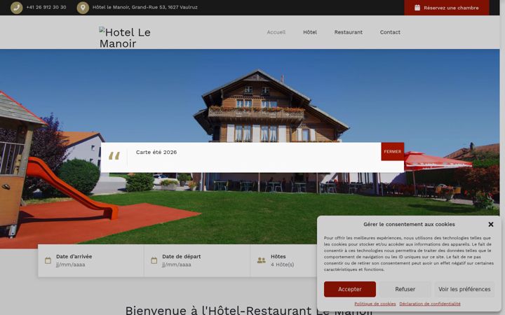 Screenshot of hotel-lemanoir.ch