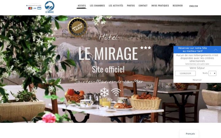Screenshot of hotel-lemirage.fr