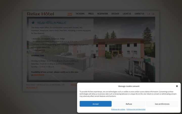 Screenshot of hotel-lerelax.com