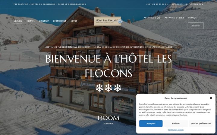 Screenshot of hotel-les-flocons.com