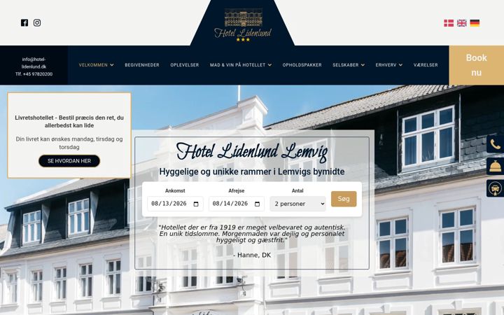 Screenshot of hotel-lidenlund.dk