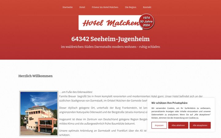 Screenshot of hotel-malchen.de