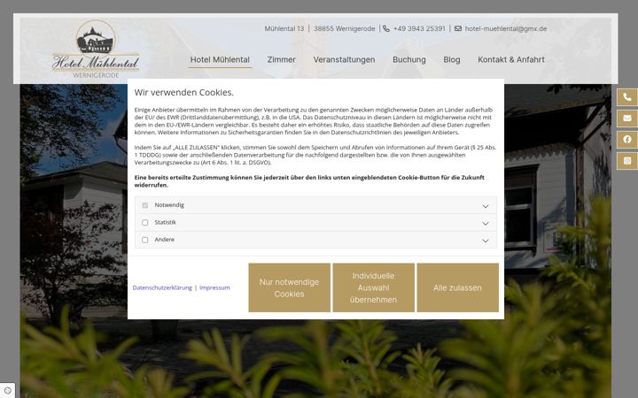 Screenshot of hotel-muehlental.de