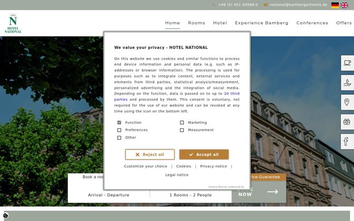 Screenshot of hotel-national-bamberg.de