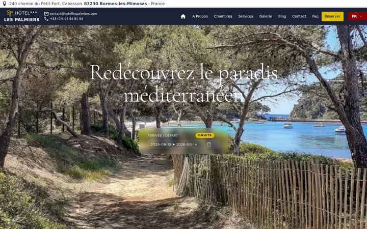 Screenshot of hotel-palmiers.com