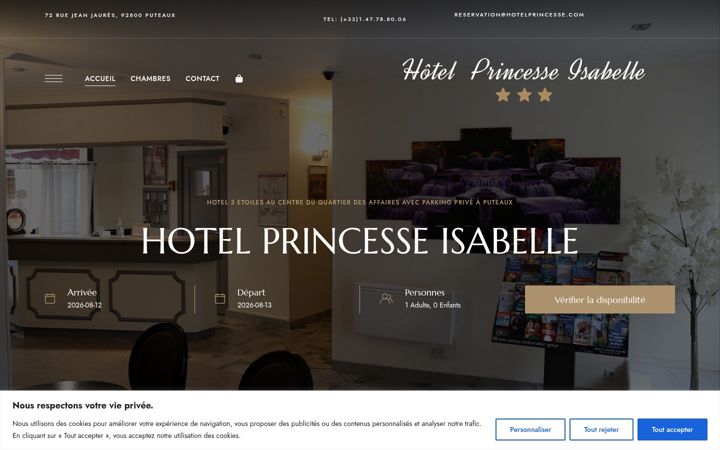 Screenshot of hotel-paris-princesse.com