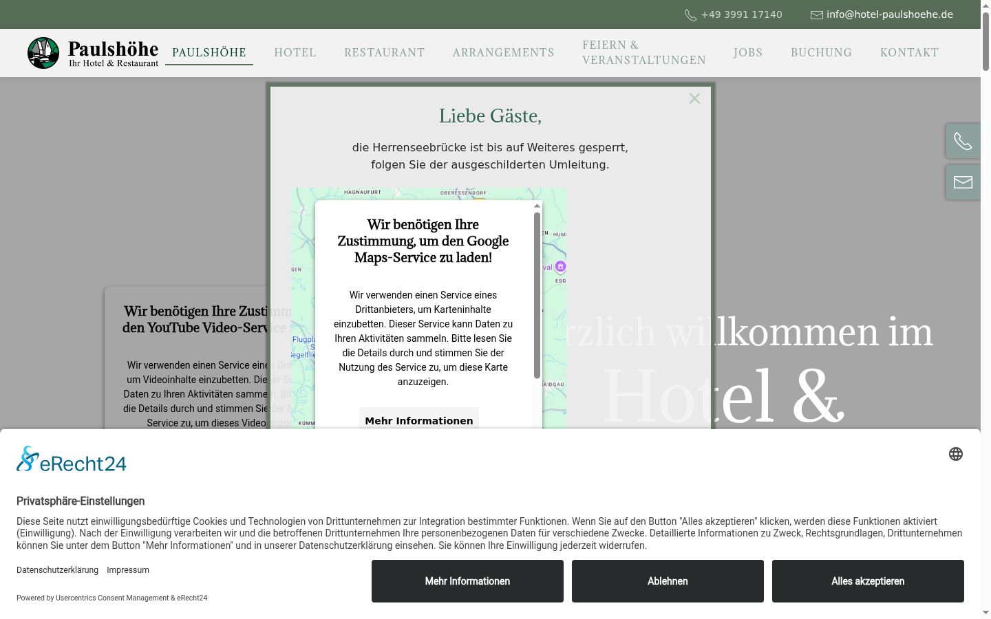 Screenshot of the consent banner shown before any interaction