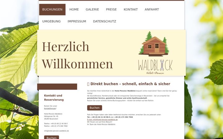 Screenshot of hotel-pension-waldblick.de