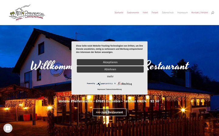 Screenshot of hotel-pfeifertal.de