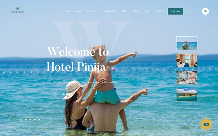 Екранна снимка на hotel-pinija.hr