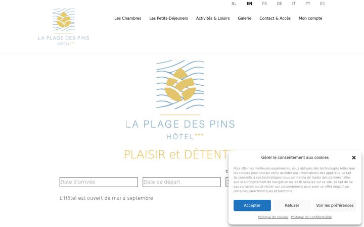 Screenshot of hotel-plage-des-pins.net