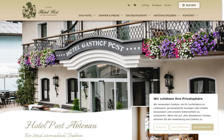 Screenshot of hotel-post-abtenau.at