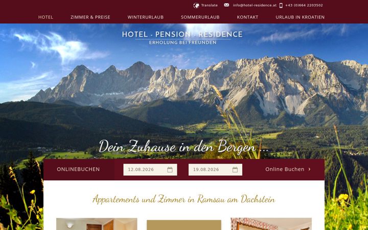 Screenshot of hotel-residence.at