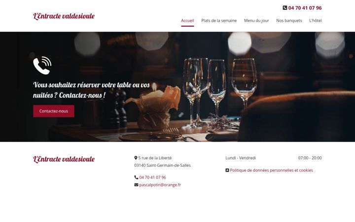 Screenshot of hotel-restaurant-lentracte.fr