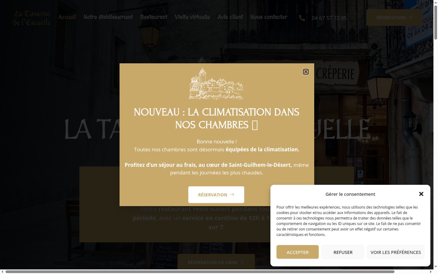 Screenshot of the consent banner shown before any interaction