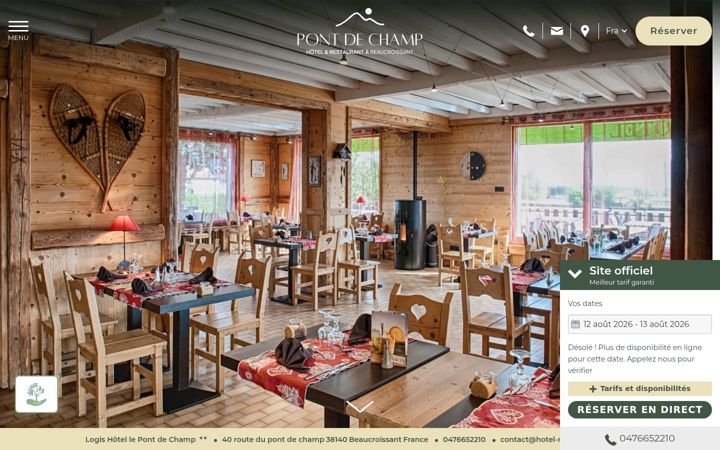 Screenshot of hotel-restaurant-voiron.fr