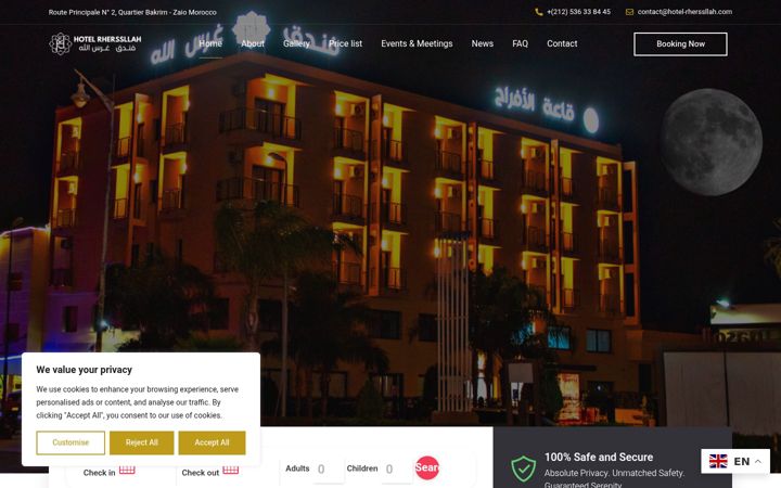 Screenshot of hotel-rherssllah.com